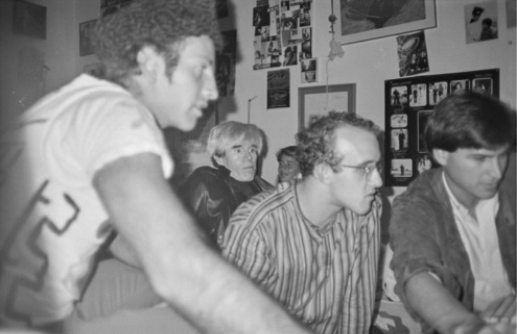 “Steve Jobs showing Andy Warhol, Keith Haring and Kenny Scharf how to use a Macintosh computer (1984).”